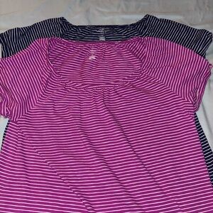 St. John's Bay Pink and Blue Striped Short Sleeve Tees